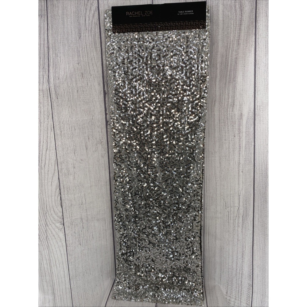 Rachel Zoe Table Runner Silver Sequin Festive Glitzy Glam Holiday NYE Christmas